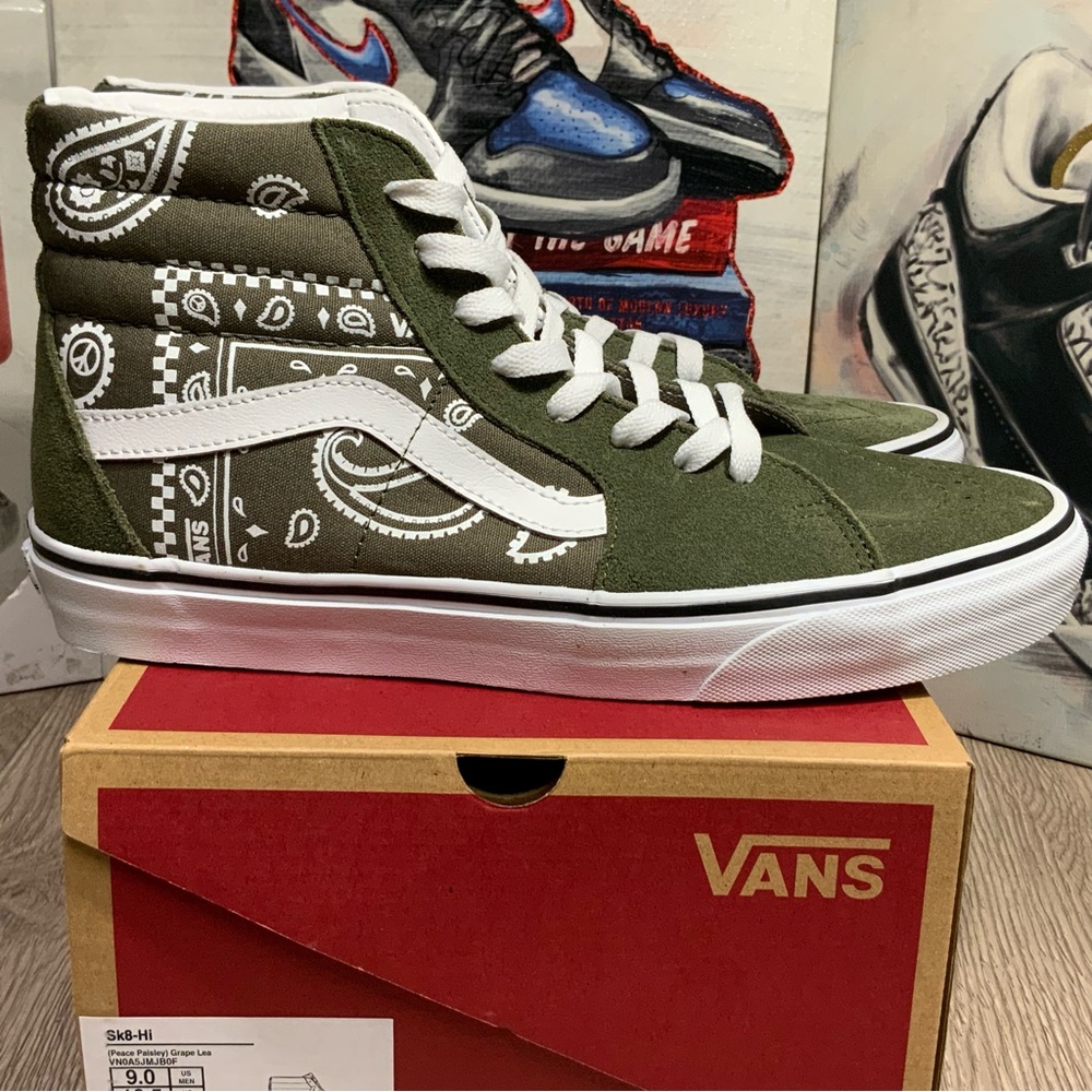 Vans SK8-HI (PEACE PAISLEY) 9 US GRAPE LEAF/TRUE WHITE - Picture 3 of 10